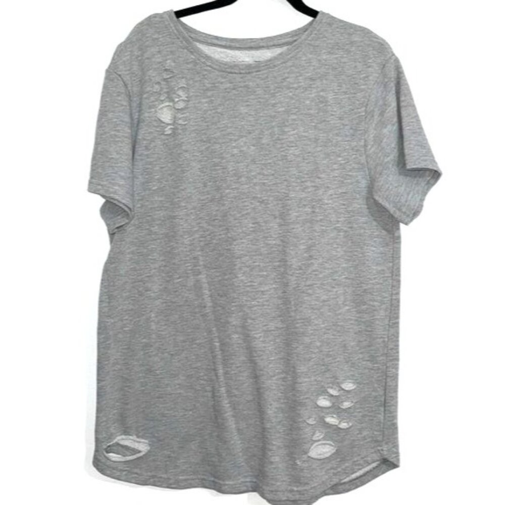 Alphalete XL Gray Distressed T-Shirt Cotton Blend Unisex